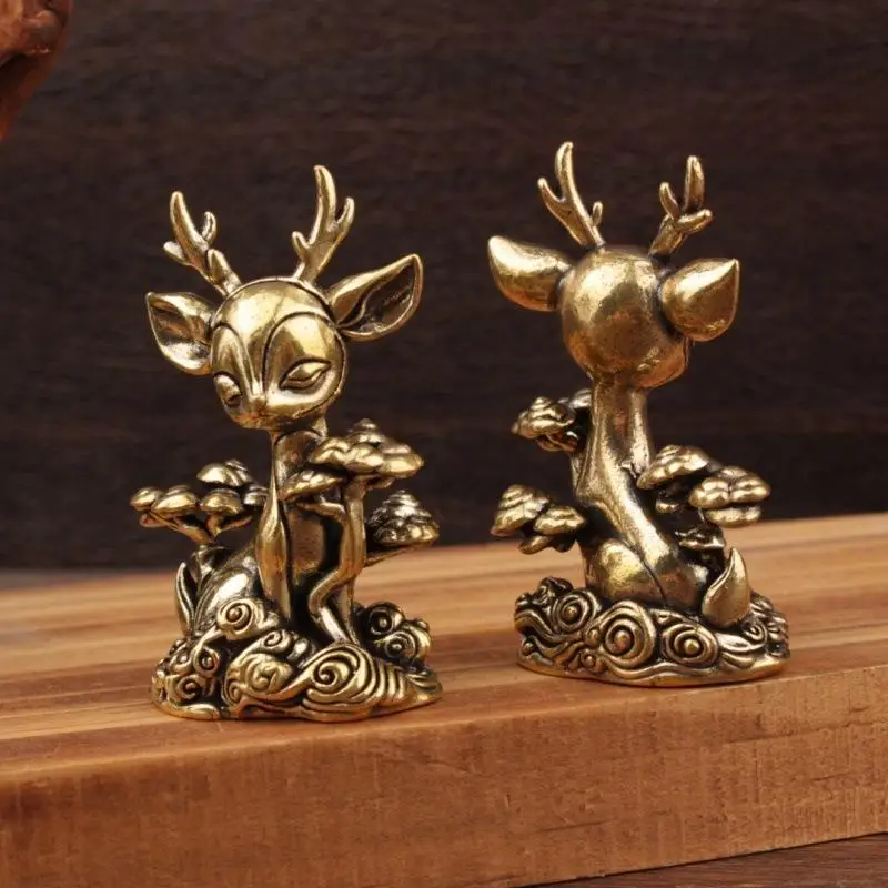 Hirschfigur aus Messing, exquisites Mini-Teetier-Ornament, kreatives kleines Dekor für Büro, Schreibtisch, Zuhause, Geschenk. – Detail 6