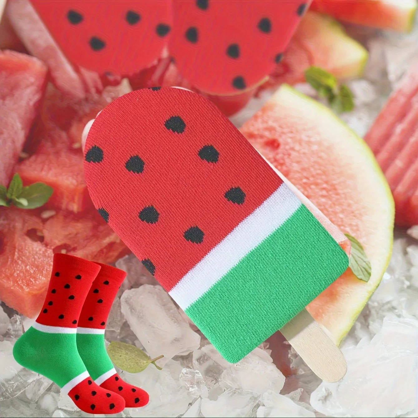 A Pair of Unique Watermelon Personalized Patterns for Men and Women, Gift Socks for Friends on Halloween, All Season Collection