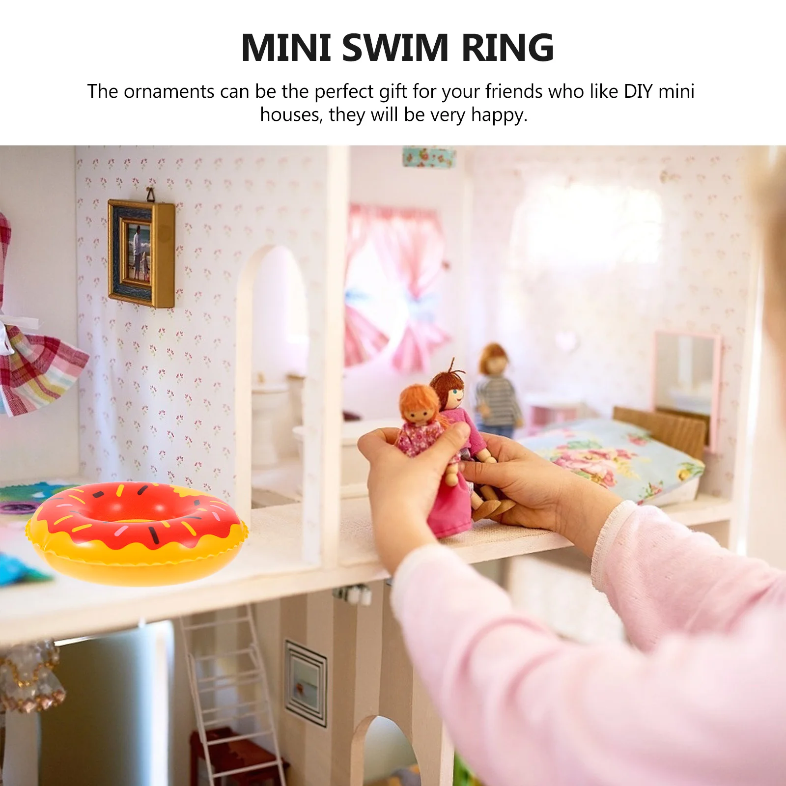

10pcs Miniature Swim Rings Floating Props Bright Colors Realistic Design Decorative Accessories For Mini House Landscaping Play