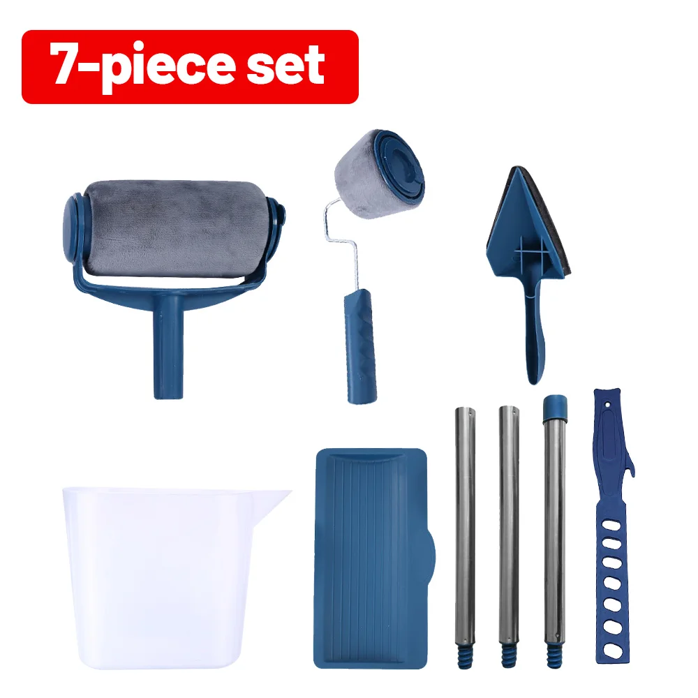 7pc/Set Multifunctional Paint Roller Corner Brush Handle Tools Wall Painting Roll DIY Household Easy to Operate Painting Brushes