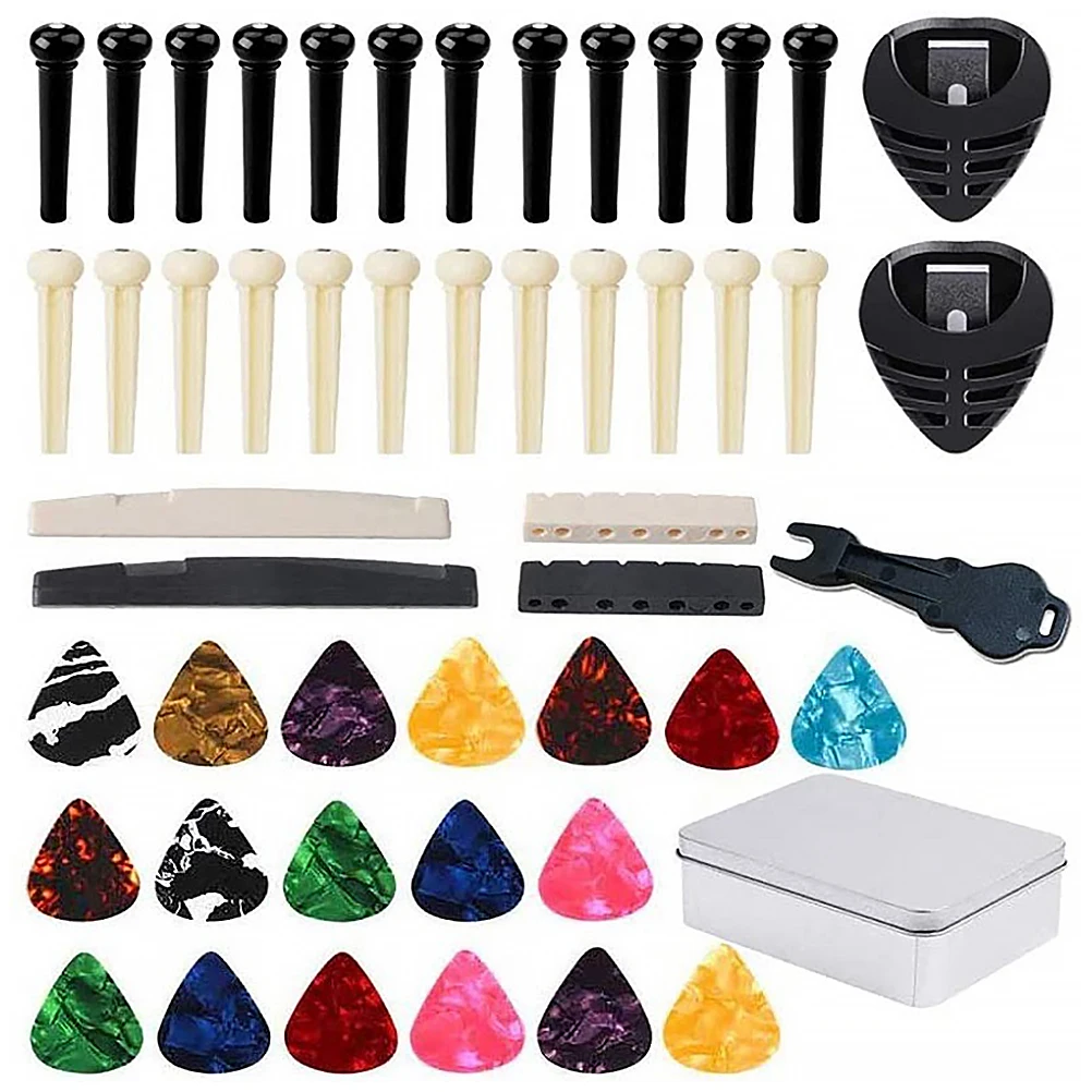 

Guitar String Set Accessories Kit Peg Pin Bridge Repairing Tool Pins for Acoustic Thumb