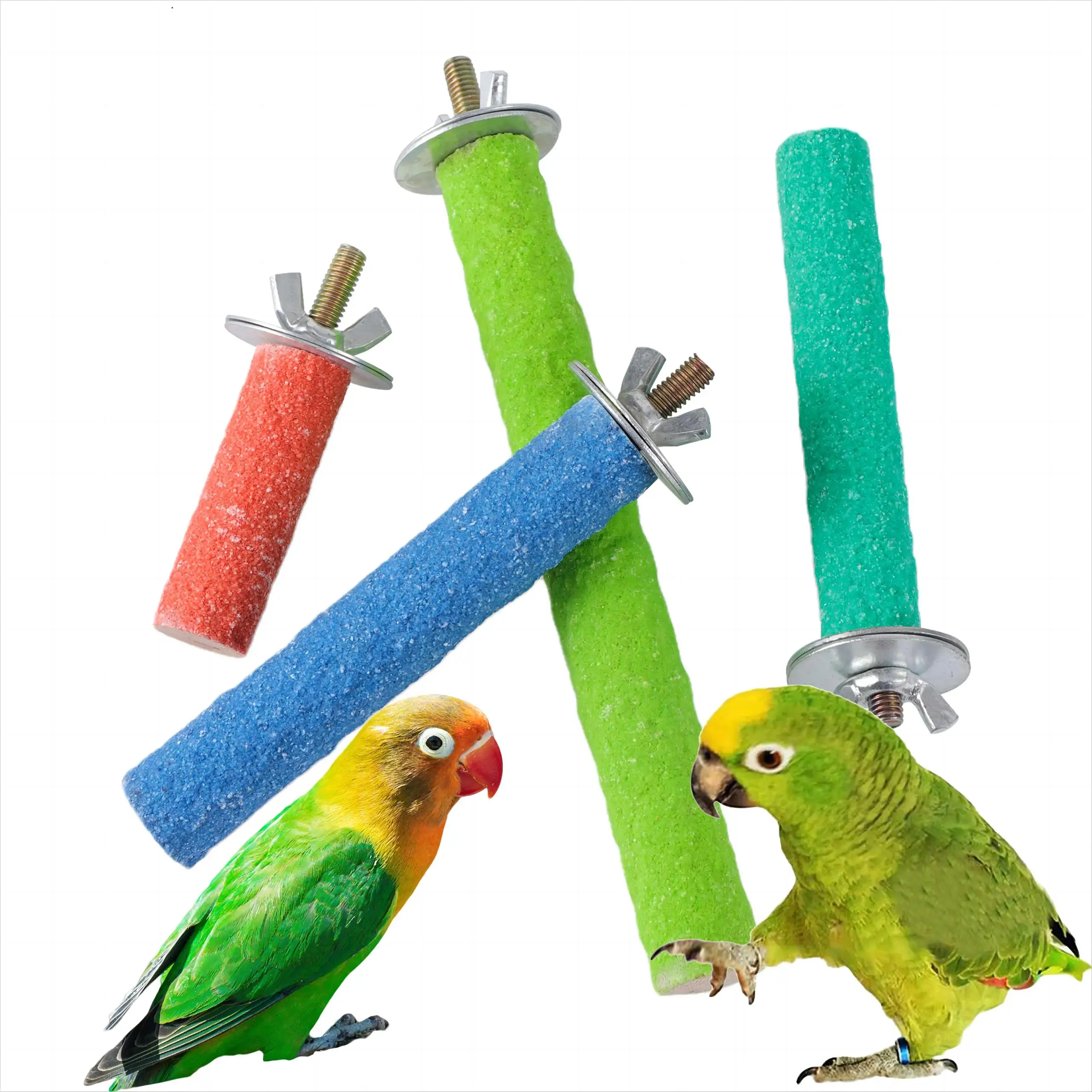 Pet Claw Grinding Stick Bird Cage Perch Stand Stick Parrot Stand Rod Claw Grinding Cleaning Toy Bird Perch Stand Random Colors