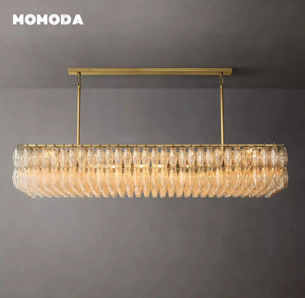 Modern Glass Chandelier Chiara Rectangular Chandeliers Lighting Decoration Living Room Kitchen Island Pendant Lights