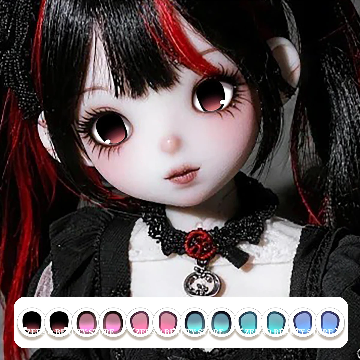 12Pcs BJD Blyth Eye Crimson Night Shadow Glass Cabochon 10MM-40MM Handmade Girl Toy Eye DIY Blyth BJD Doll Accessory JD033
