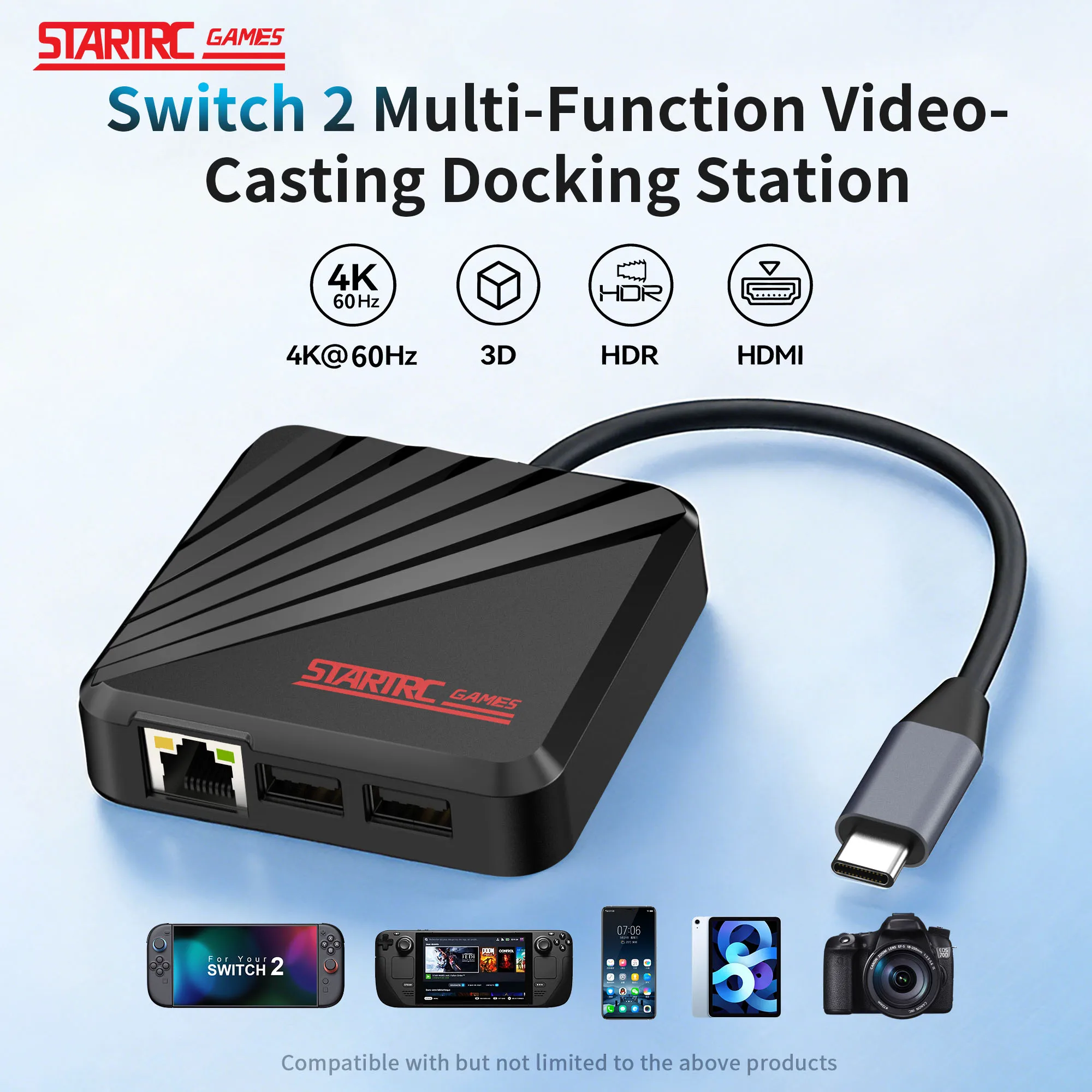 

Многофункциональная док-станция для Switch 2 с функцией видеотрансляции, док-станция для зеркалирования экрана Switch OLED, адаптер для игровой консоли, аксессуары