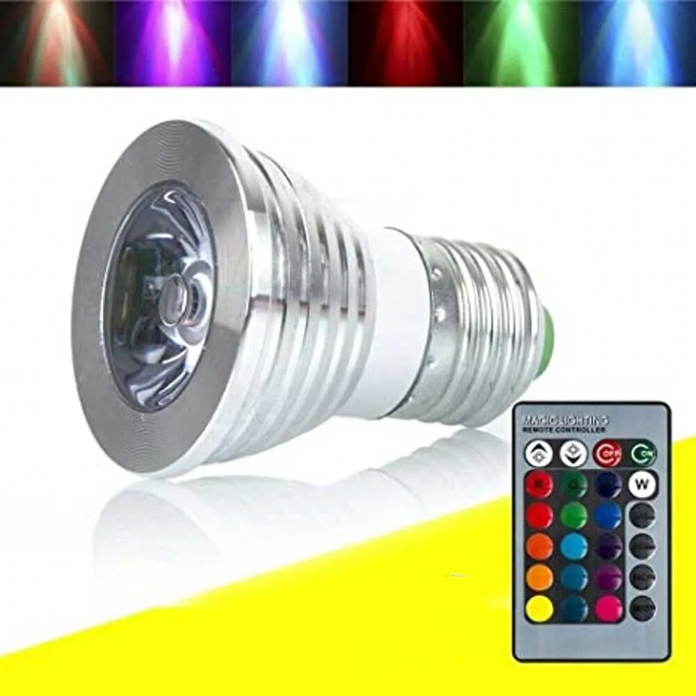 Ampoule de projecteur LED RGB E27 avec télécommande, 5W, couleur de décoration de la maison, vacances magiques, éclairage variable, avec télécommande