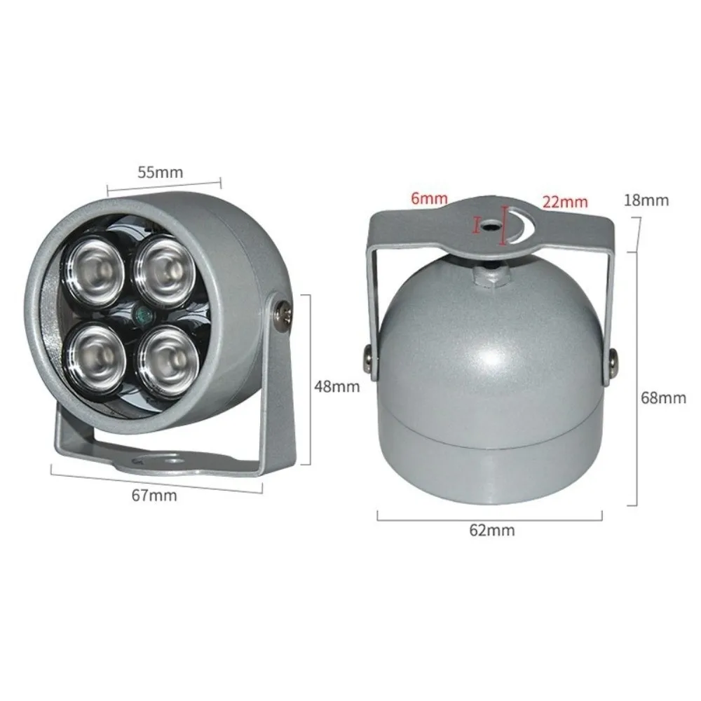 12V 4-LED Array Infrared Illuminator Wide Angle IP66 Waterproof IR LED Illuminator 850nm Wavelength IR Auxiliary Light