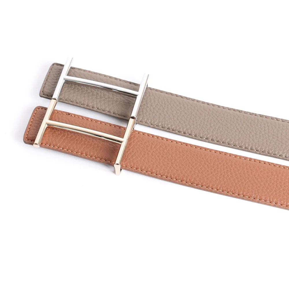 Fashion Luxury Brand Designer H Pin Buckle Belt Men High Quality Women Genuine Real Leather Dress Strap for Jeans Waistband Grey