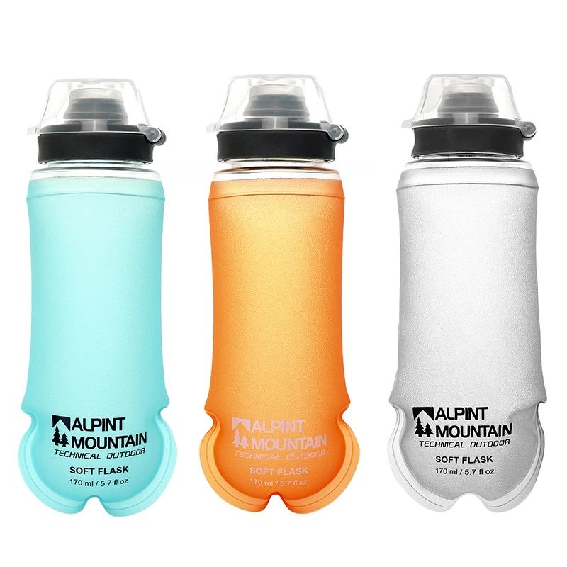 170ml Foldable Leak-Proof Soft Collapsible Nutrition Flask for Hydration Pack BPA Free TPU, Lightweight,Easy Open Cap Running