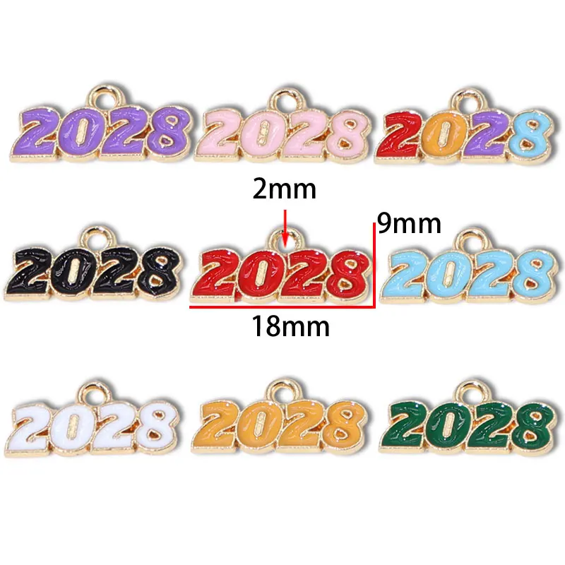 20pcs New Enamel Year 2025 2026 Charm for Necklace Pendant Keychain Pendant Diy Jewelry Making Craft Materials 9*18mm W344