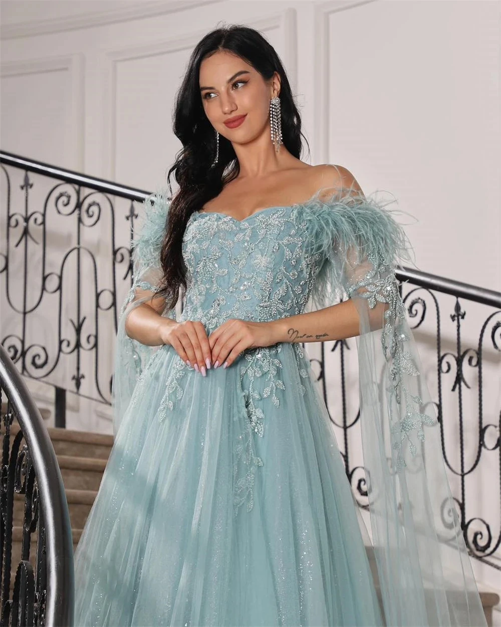 Formal Party Appliques Long Bespoke Occasion Gown Evening Dresses Pastrol Unisex Jersey Retro Dubai Saudi Arabic Prom Customized