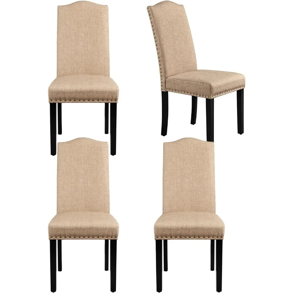 

Upholstered Chairs with Rubber Wood Legs and Nailhead Trim, Fabric Side Chairs for Dining Room, Kitchen and Living Room,Set of 2