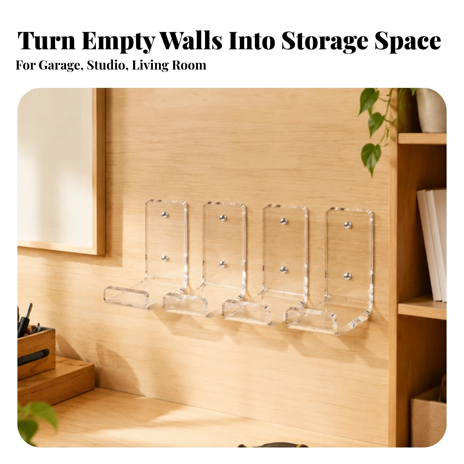 4 Pieces Skateboard Wall Mount Floating Skateboard Deck Wall Mount Acrylic Bracket with Screws Invisible Sturdy for Collectors