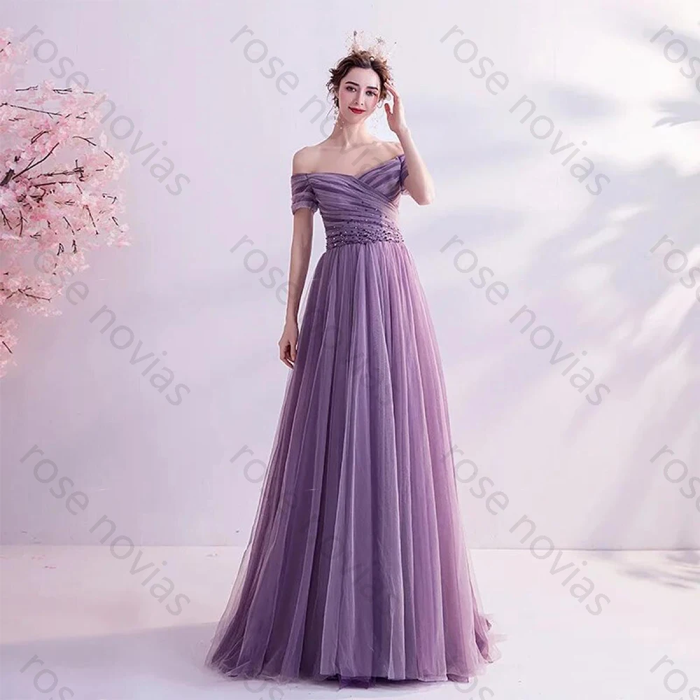 Robes De soirée De haute qualité en Tulle, longueur au sol, épaules dénudées, robe De bal, ligne a, avec des Appliques, personnalisées