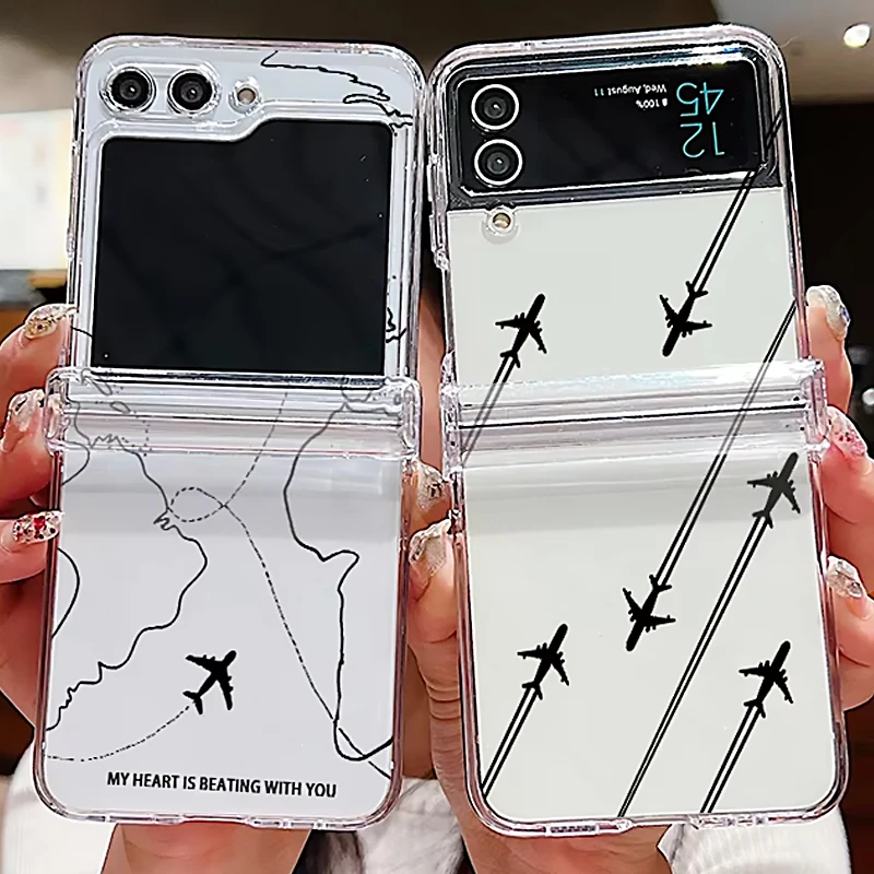Air Route Pattern Klare Klapphülle für Samsung Galaxy Z Flip7 Flip6 Flip5 Flip3 Harte Handyhülle für Samsung Z Flip 7 6 5 4 3