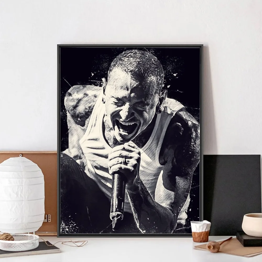 American Rock Legends-C-Chester-Bennington Poster Kraft Club Bar Paper Vintage Poster Wall Art Painting Bedroom Study Stickers