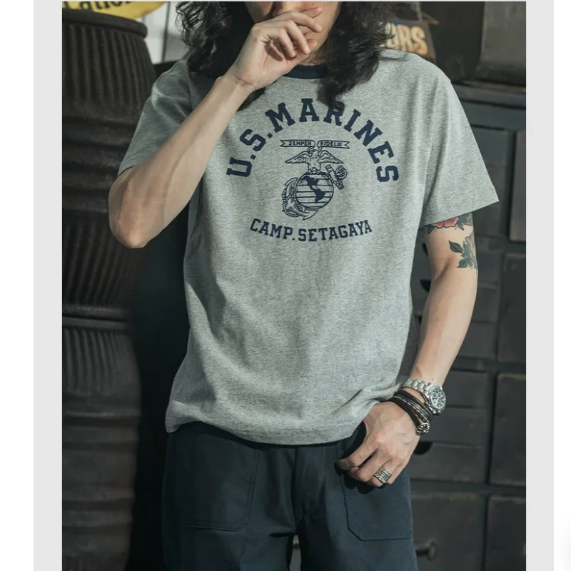 Marines American Vintage Heavy Duty Round Neck Men Women Short TEE Summer Casual T-Shirt