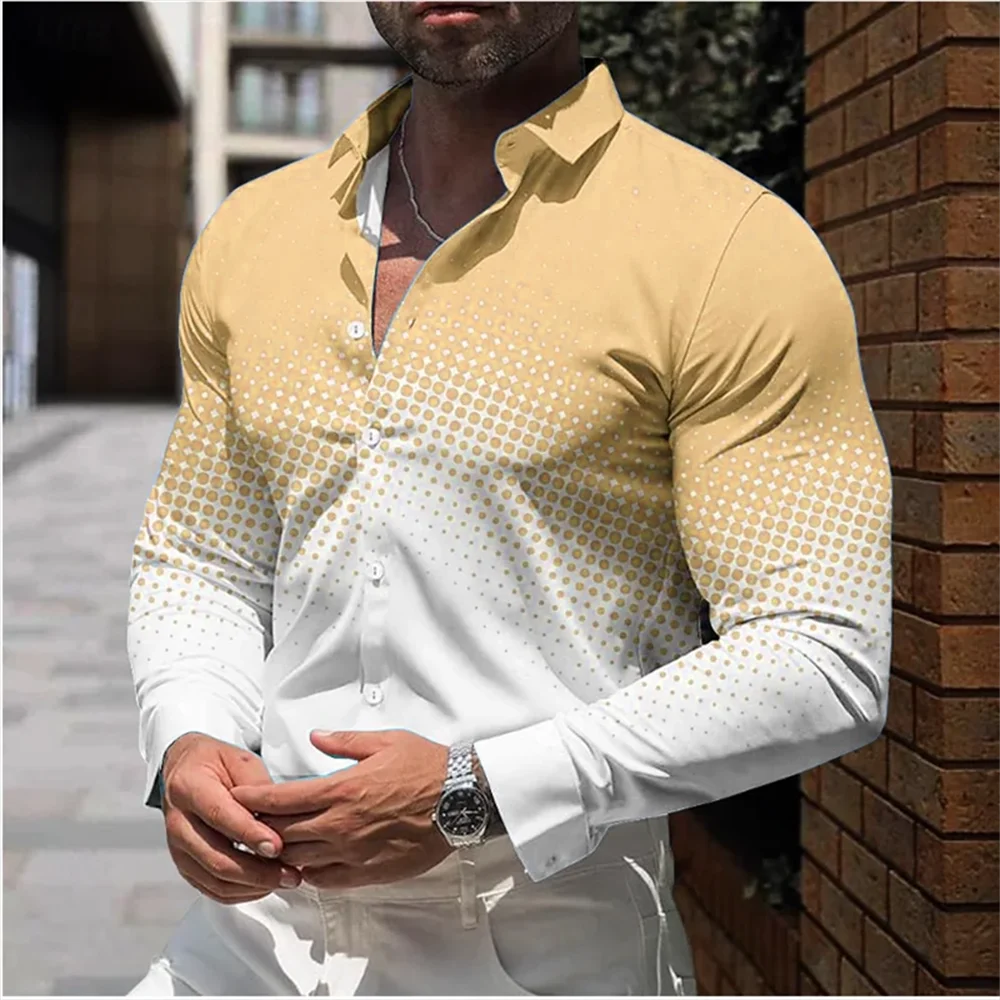

HD Pattern Printed Shirt for Men, Long Sleeve Collar, Loose Casual Clothing, Plus Size, Street Fashion, High Quality, 2025