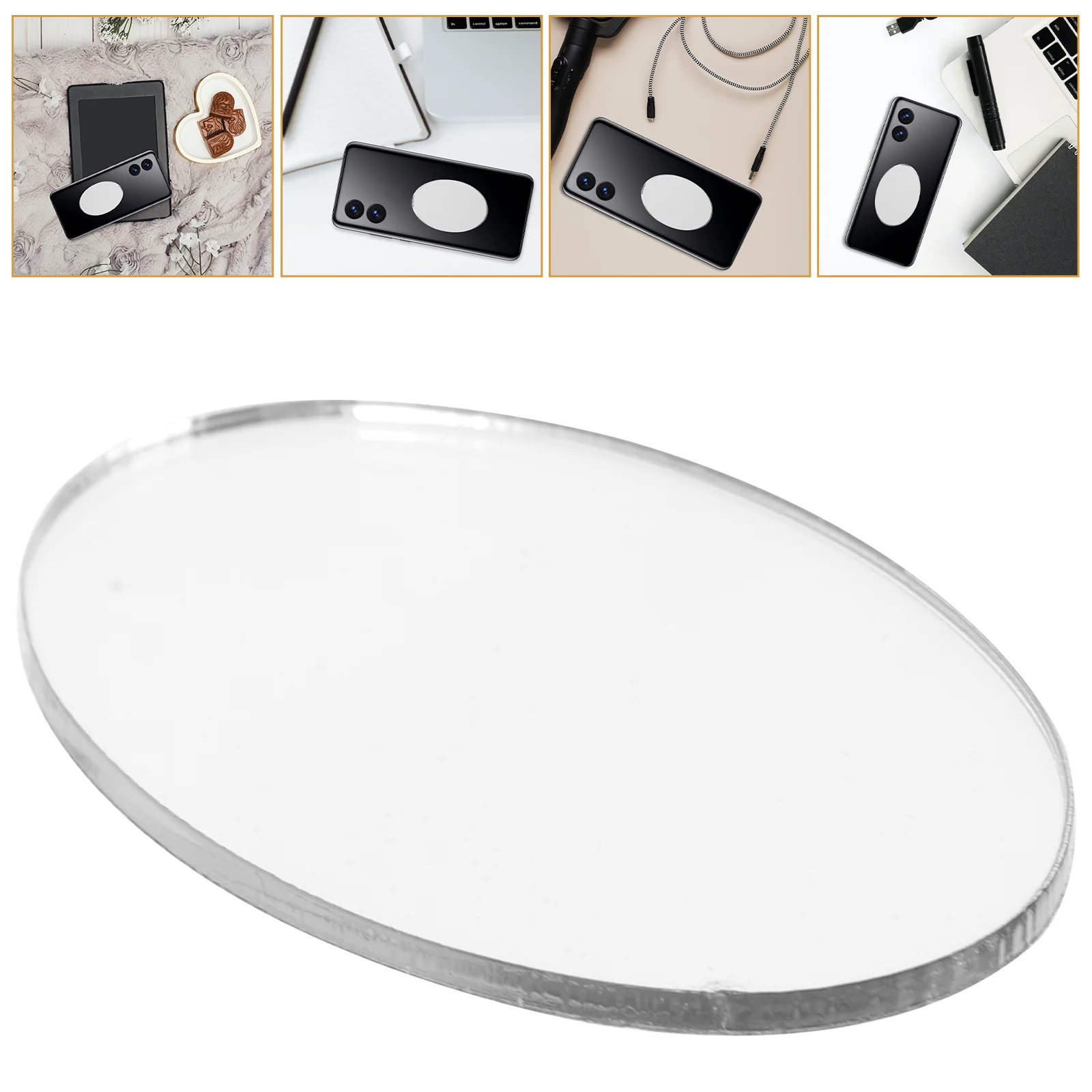 5 Pcs Mobile Phone Mirror Decal Applied Oval Craft Lens Small Mirrors for Crafts Intelligent