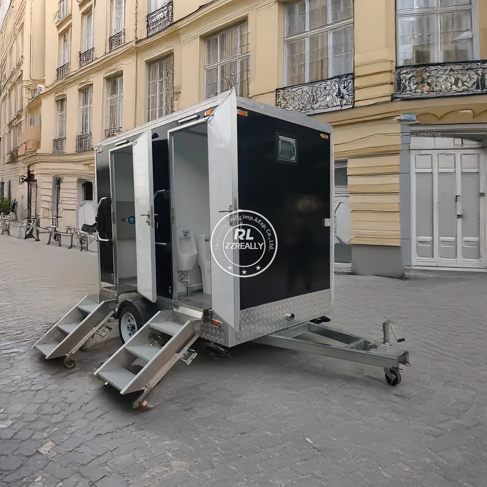 

2025 Portable Restroom Toilet Trailers 2 Stalls Outdoor Portable Toilet Shower For Adults Mobile Temporary Toilet Room
