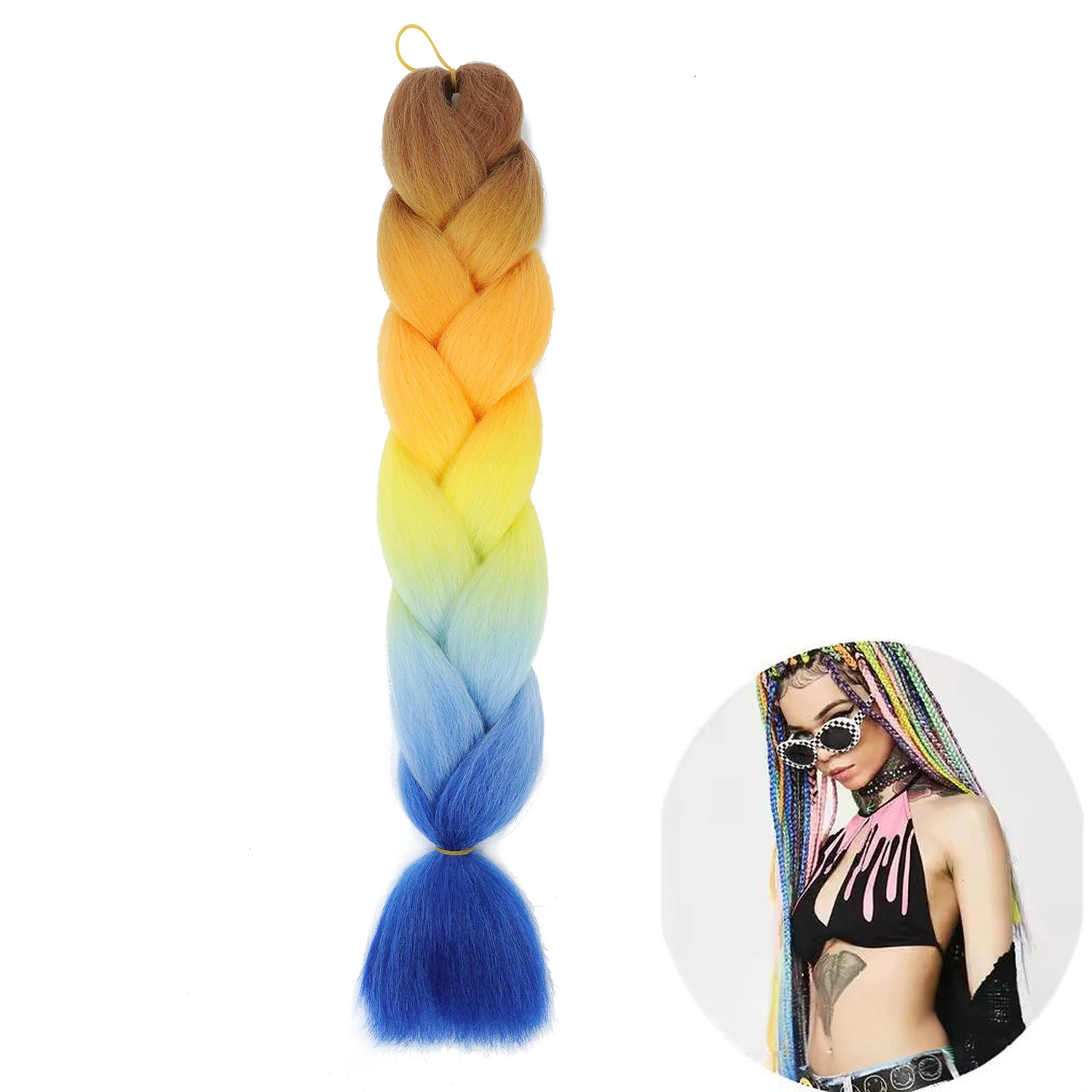 グラデーションカラー 24インチ ジャイアントブレイド 合成ブレイドヘアカラー アフリカ女性と子供向け デイリーヘアエクステンション クロシェウィッグ