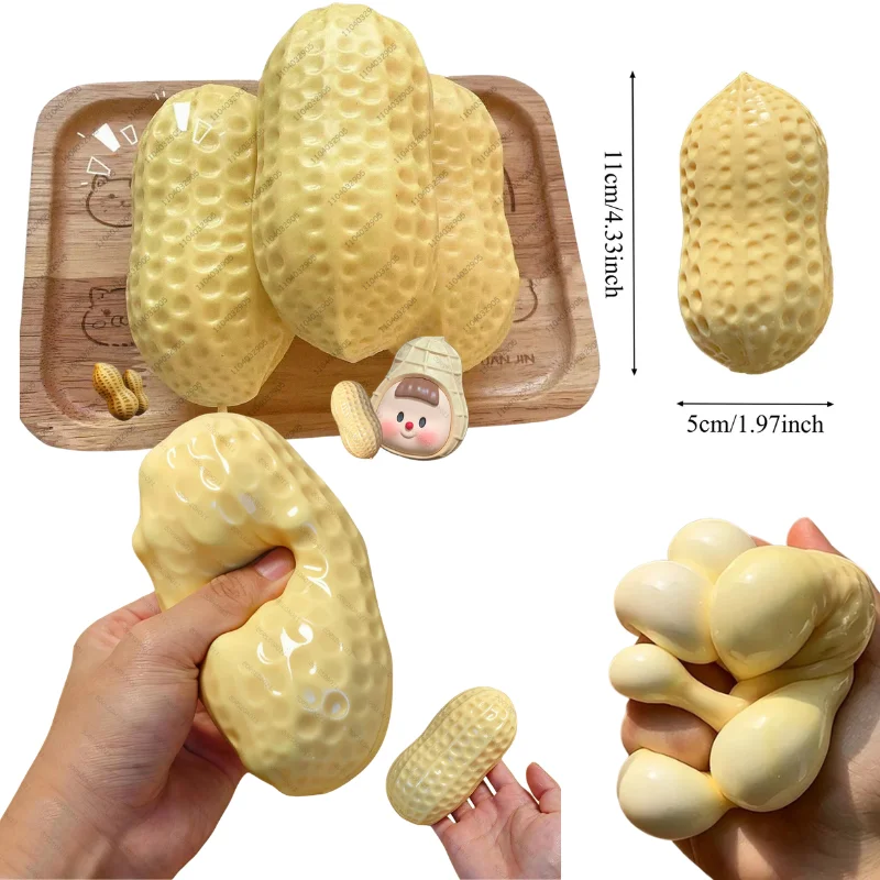Erdnuss-Stressball Knuspriger Quetschball Weiches Spielzeug Butterweiches Gefühl Fidget-Spielzeug ASMR Sensorisches Anti-Stress-Spielzeug für Kinder & Erwachsene