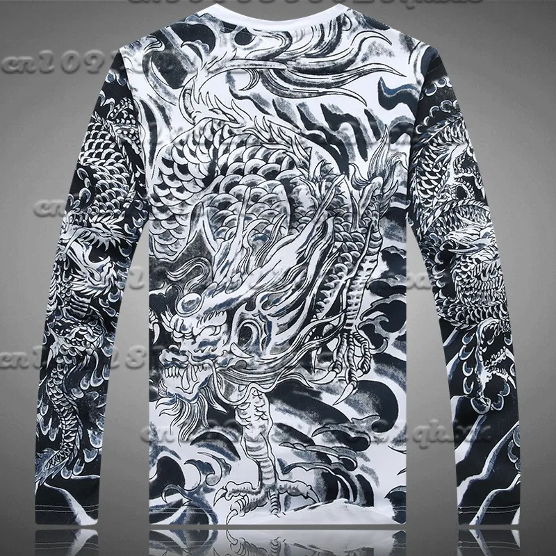 

Мужская футболка с длинными рукавами и рисунком дракона в китайском стиле, дышащий быстросохнущий велосипедный костюм с 3D-принтом