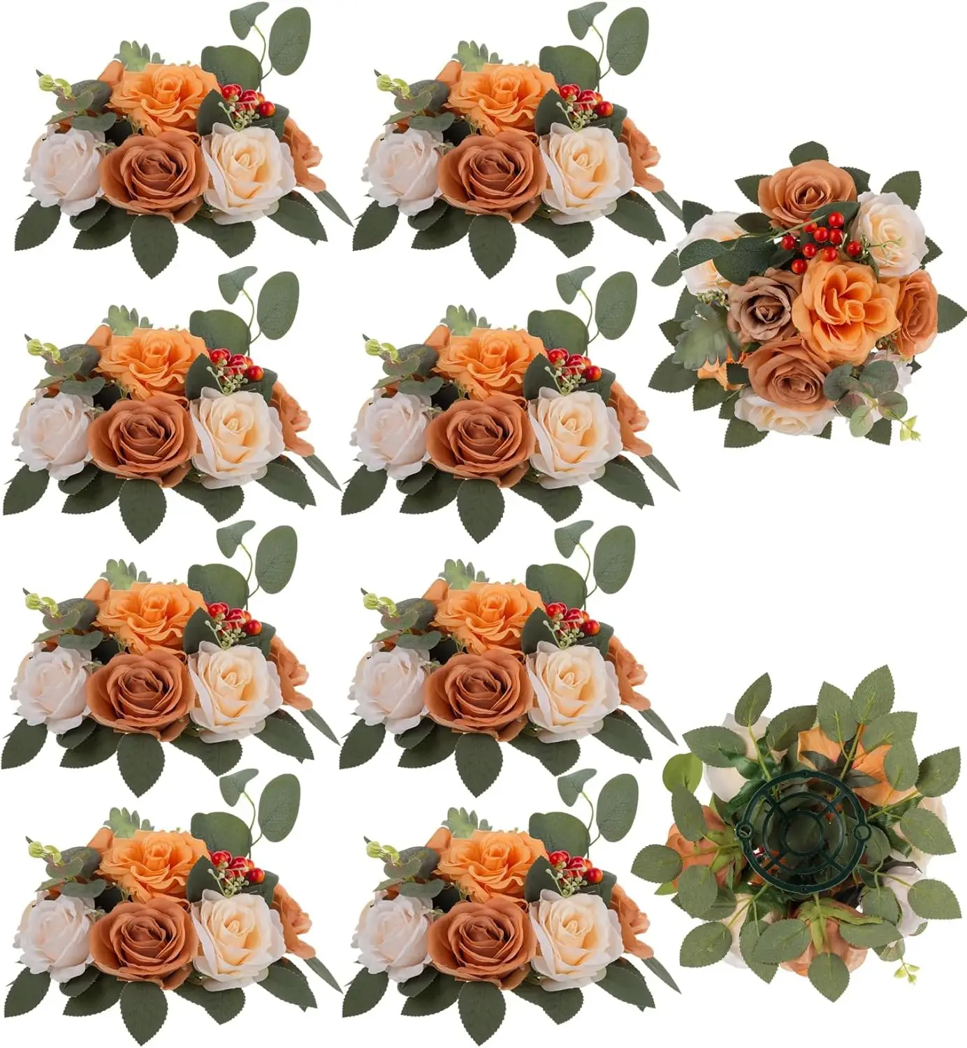 

Terracotta Flowers for Wedding Centerpieces: 10 Pcs Artificial Rose Flower Balls Table Decorations - Fall Fake Silk Kissing Flor