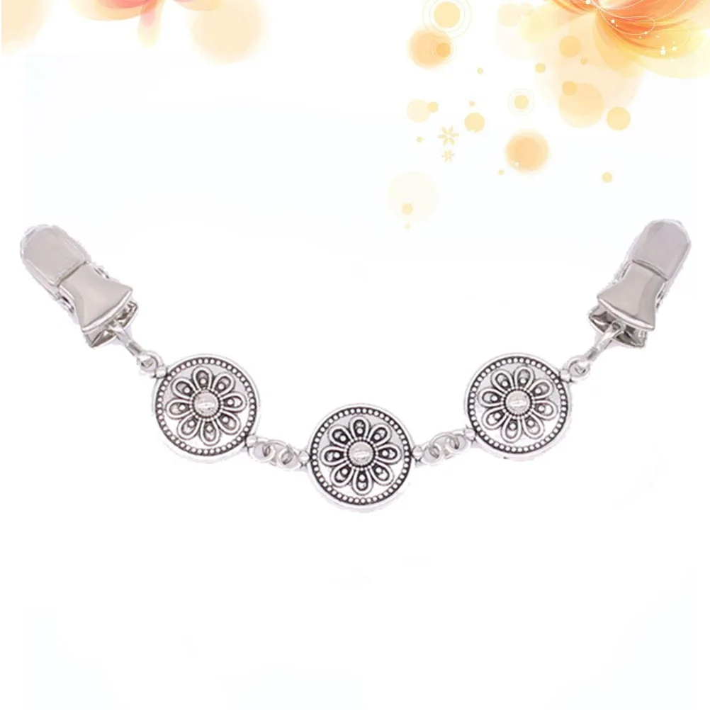 

Sweater Clip Women Sweater Clip Round Flower Cardigan Closure Pin Shawl Scarf Holder Chain Buckle Women Fashion Accessory