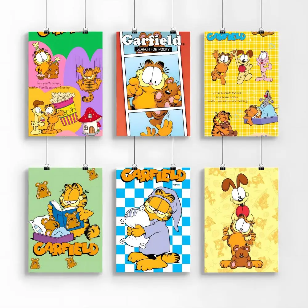 Classic Cartoon Cute Cat G-Garfield Poster Self-adhesive Painting with prints Home bedroom living room decoration