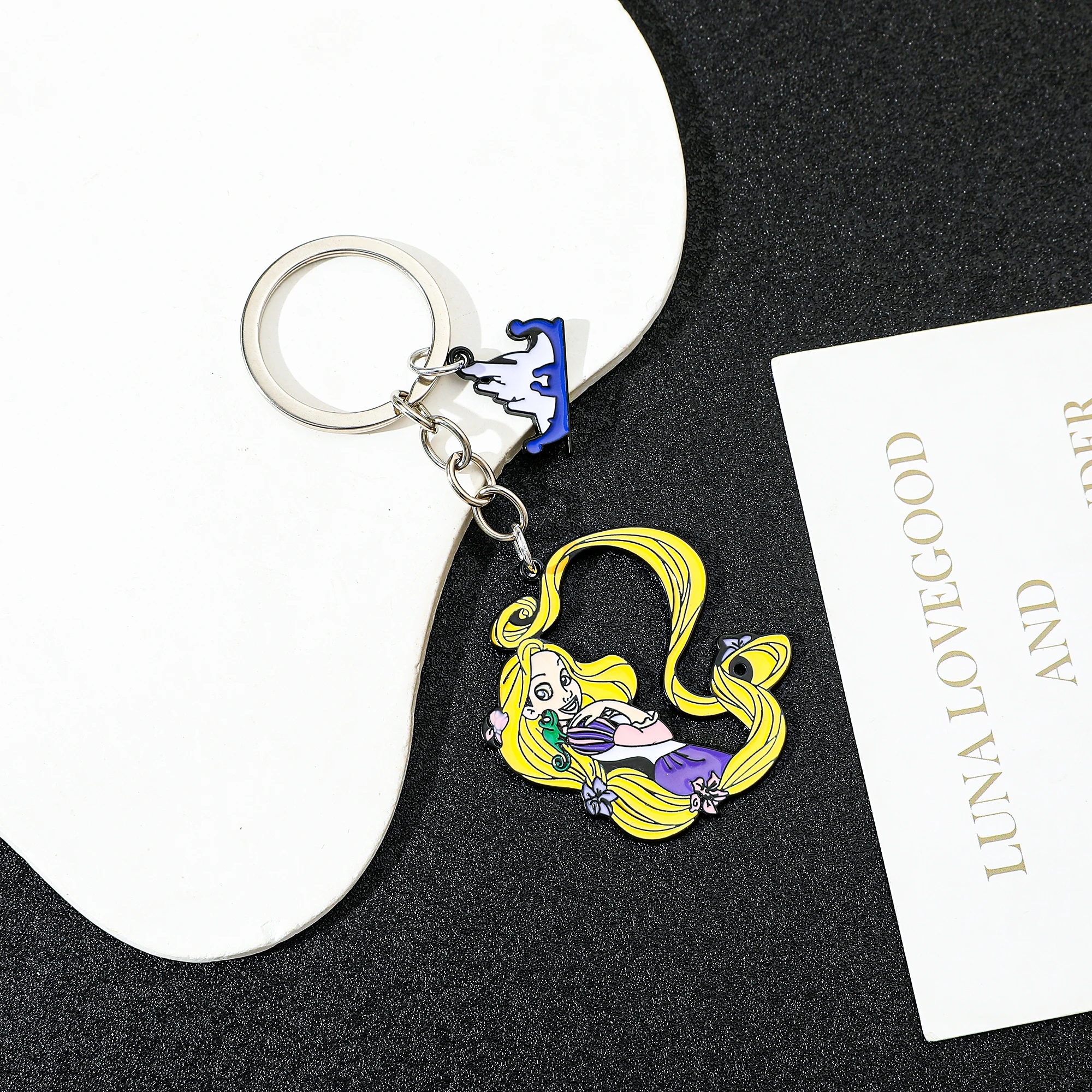 Disney Rapunzel Tangled Kawaii Anime Cartoon Keychain Girls Backpack Pendant Jewelry Accessory Collectible Gift