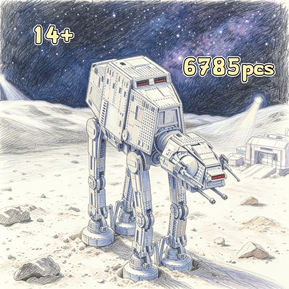 hot In stock home decoration Toy with Fingers 6782PCS large AT-AT walking machine model ornament, birthday and Christmas gift