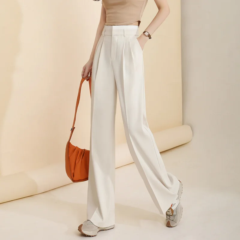 

Suit Mop Pant 2023 Spring/Summer New Women's High Waisted Loose Slim Straight Tube Sagging Sensation Commuting Wide Leg Trousrs