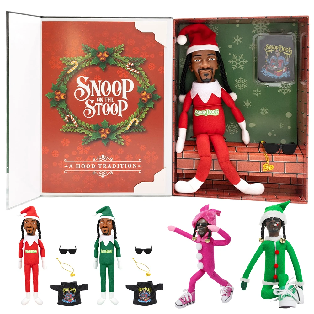 Snoop on A Stoop Christmas Elf Doll Plush Figurine Elf Hip Hop Doll 2024 Christmas Decorations Festive Atmosphere Doll Home Deco