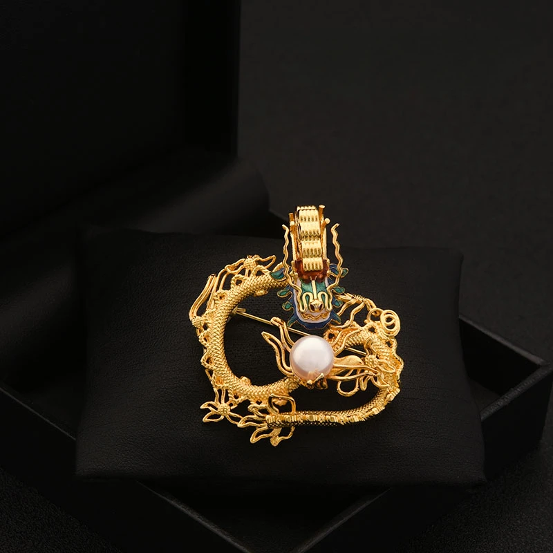 

Chinese Style National Dragon Brooch Corsage Birth Year Vintage Animal Pins Women Men Suit Badge Cothes Accessories Jewelry 6158