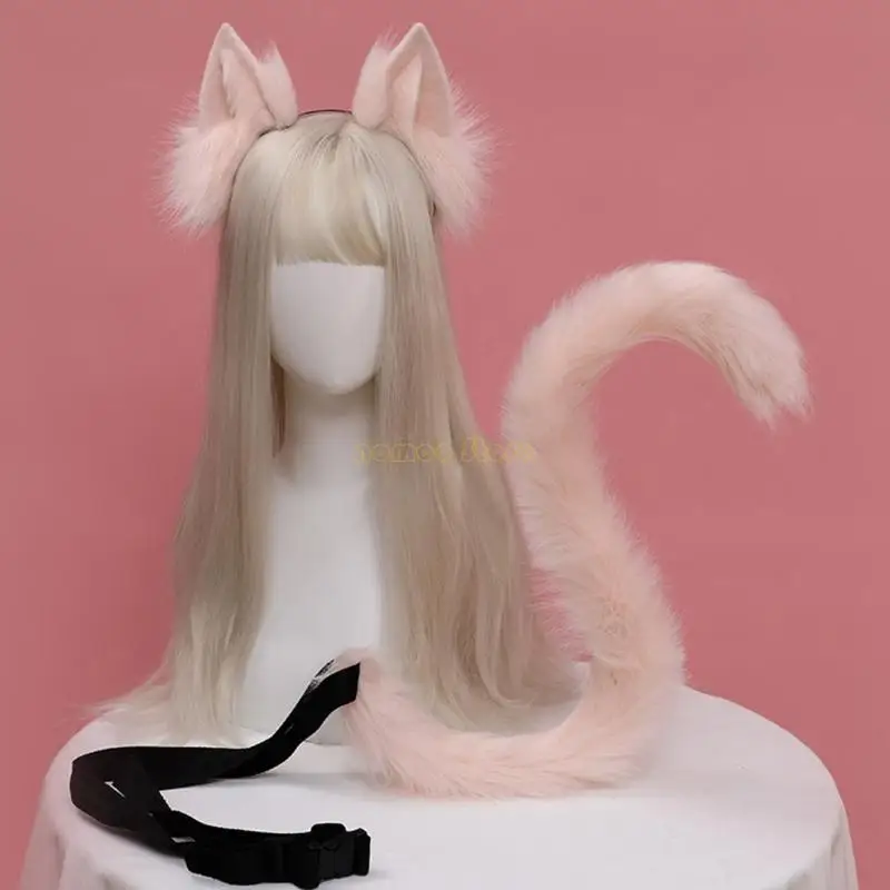 31bf 2pcs/set Sexy Lolit Plush Animal For Cat Ear Tail Set para Fancy Carnival Fiest