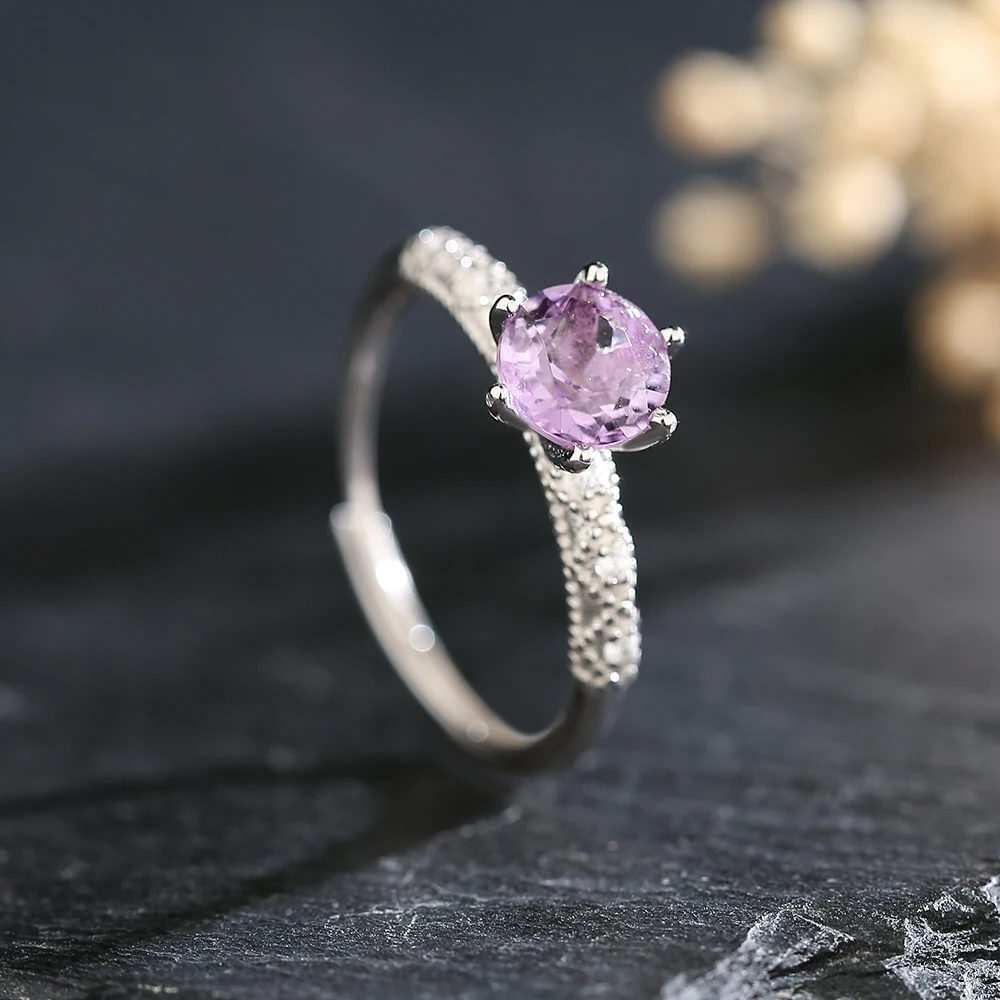 

S925 sterling silver ring paired with natural amethyst gemstone women's ring exquisite high-end jewelry wedding accessories gift