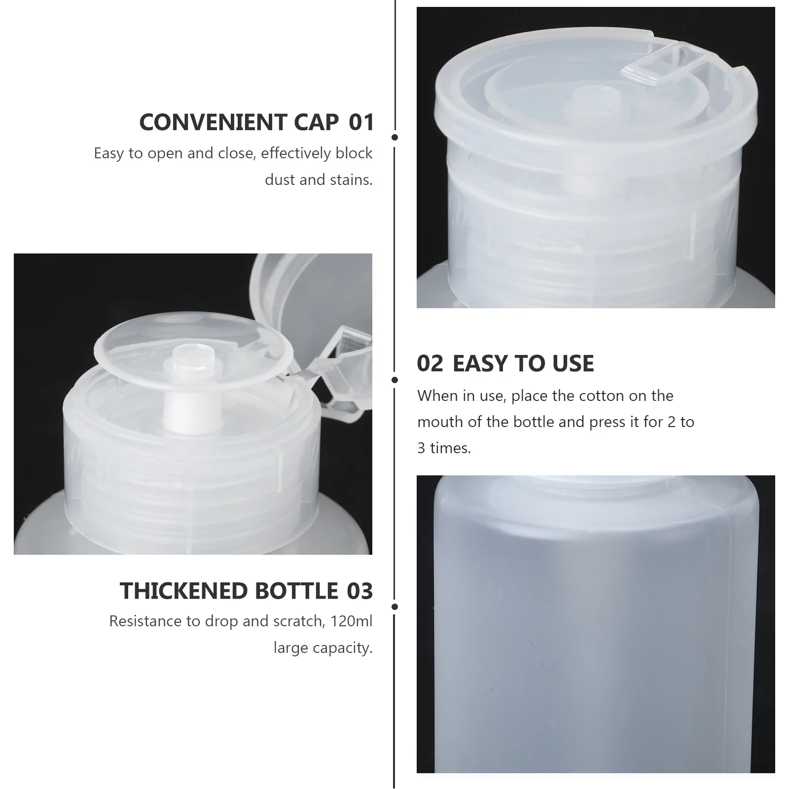 Contenitore di stoccaggio trasparente per bottiglia con pompa pressata da 2 pezzi per accessori per nail art Organizzatore di liquidi in polvere acrilica riutilizzabile