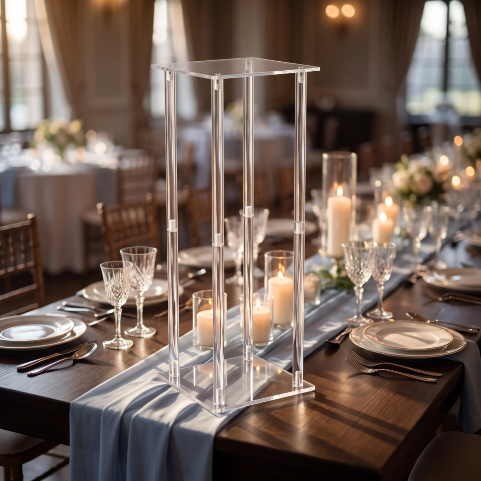 Acrylic Flower Stand Modern Wedding Flower Stand Clear Square Display Plinth Stable Simple for Event Planners, Weddings