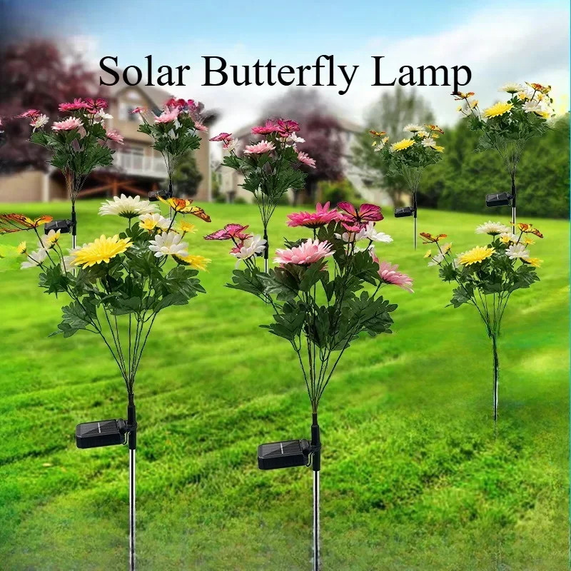 LED Solar Light Waterproof butterfly Solar Flowers Lamp Outdoor Decorative for Garden Yard Lawn Path Lighting Holiday Wedding