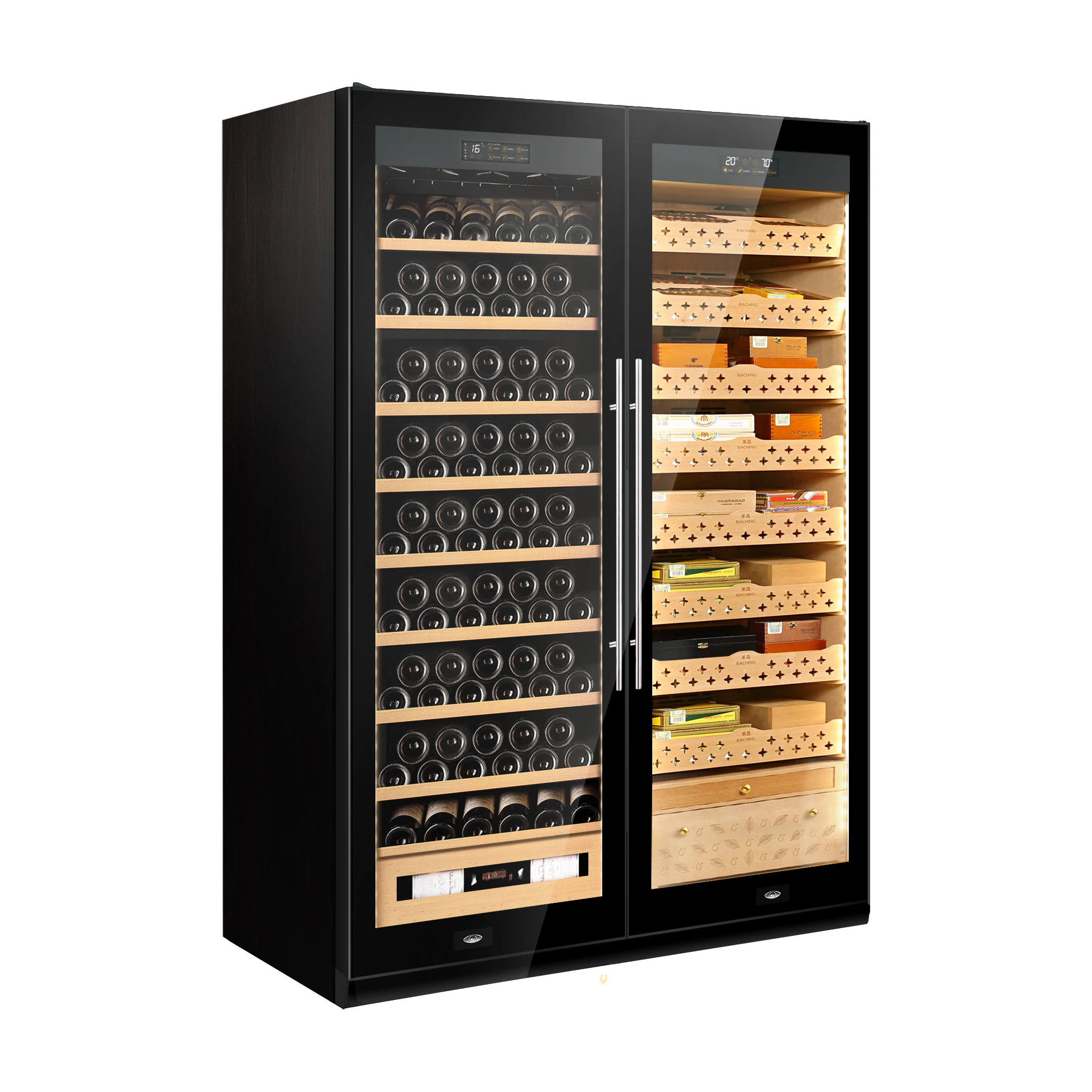 SD800  Double Doors Cigar Humidor Area and Wine Cooler Area Storage