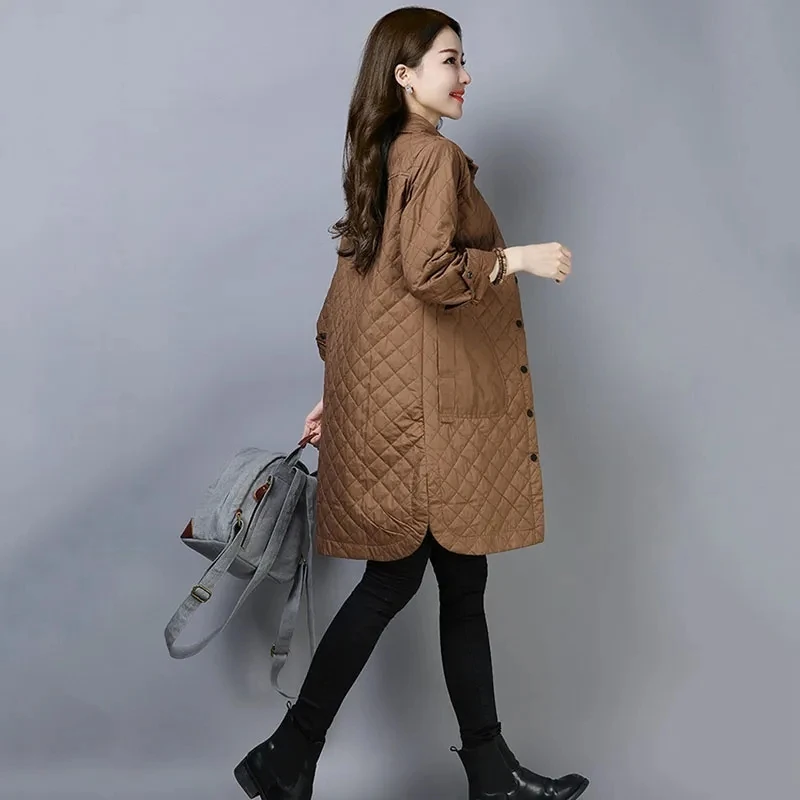 2025 New Women Mid-Length Jacket Autumn Winter Parkas Women\'s Light Thin Down Cotton Coats Ladies Casual Basic Outerwear Ladies