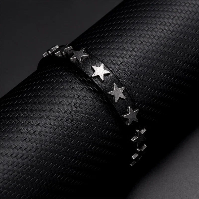 Classic Simple Fashion Leather Bracelets Men Women Punk Buckle Star Leather Wrap Bracelet & Bangle Couple Wristband Jewelry Gift