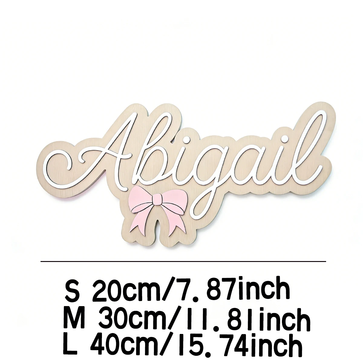1Pc Custom Pink Bow Wooden Acrylic Name Plaque,Home Room Office Wall Door Decor,DIY Nursery Birthday Wedding Graduation Gift image 5