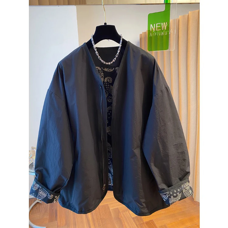 

Plus Size Faionable Casual Long Sve Jaet Large Size Women's Early Autumn Versatile Stand Collar Mid-Length Open Cardigan Top