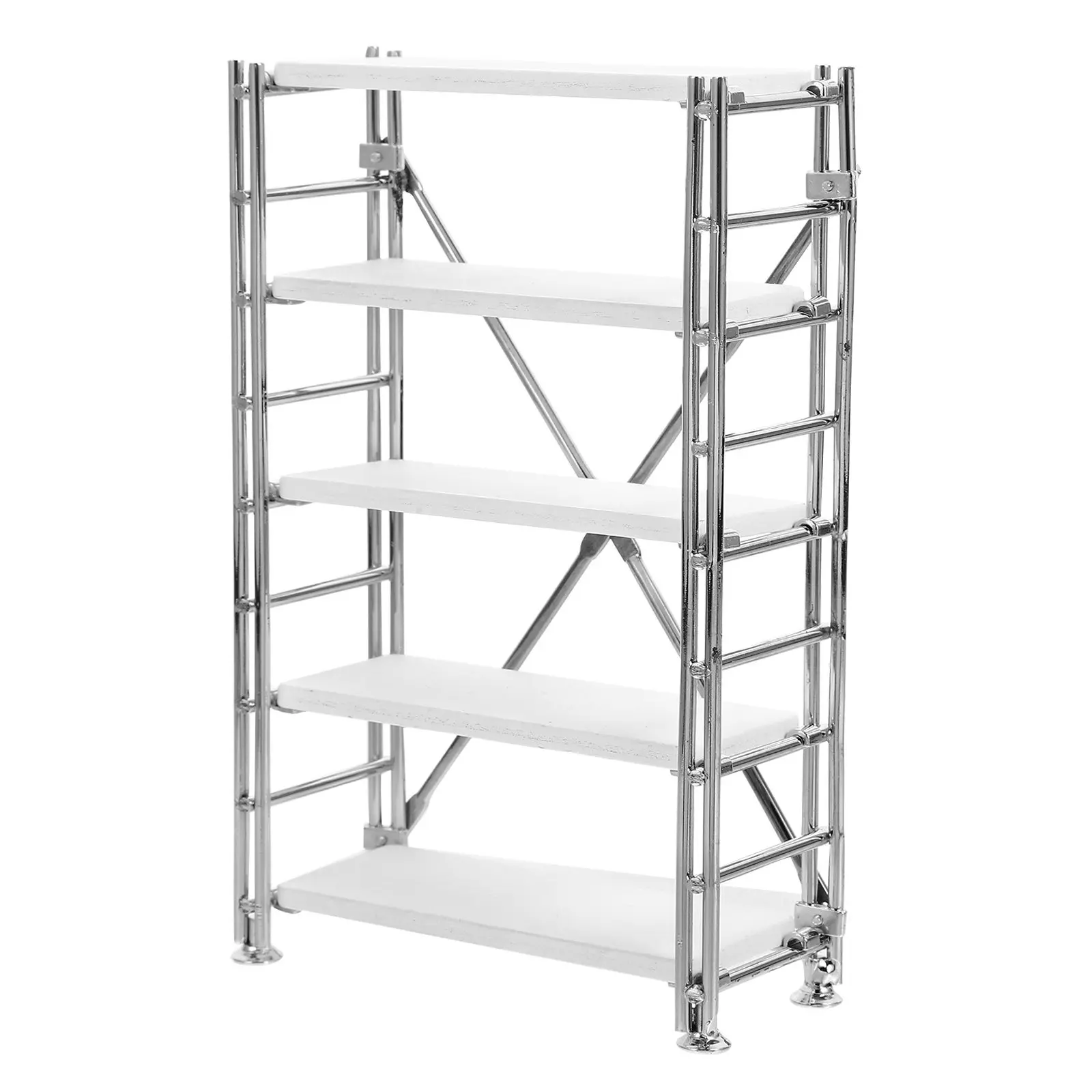 

Miniature Alloy Bookshelf Rack Lifelike Display Shelf for Mini House Decor Mini Furniture Accessories