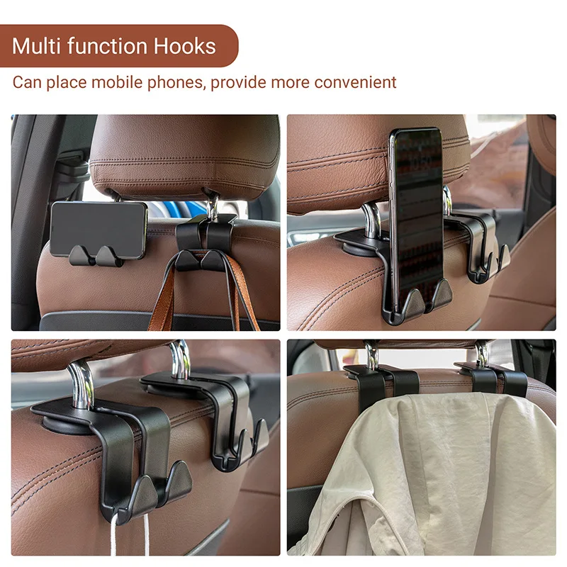 Double Head Hooks Back Seats Headrest Hanger Hook Car Accessories Car Rear Seat Hanging Holder Interior Hook Organizer