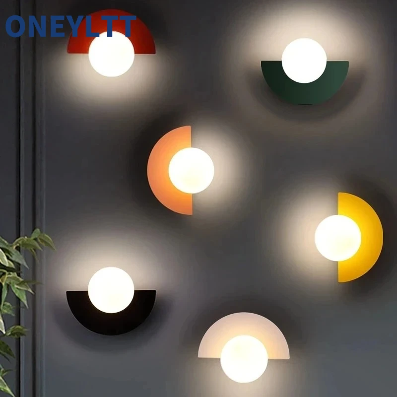 

LED wall lamp Nordic modern minimalist bedroom bedside minimalist color designer creative living room hallway indoor lighting