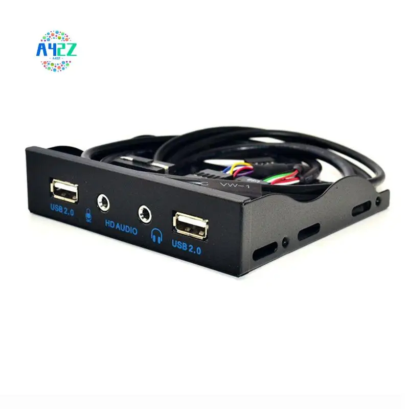 A42Z-2 Port USB 2.0 HUB Splitter 3.5In Floppy Bay HD Audio 3.5Mm Earphone Jack Front Panel Rack For Computer PC