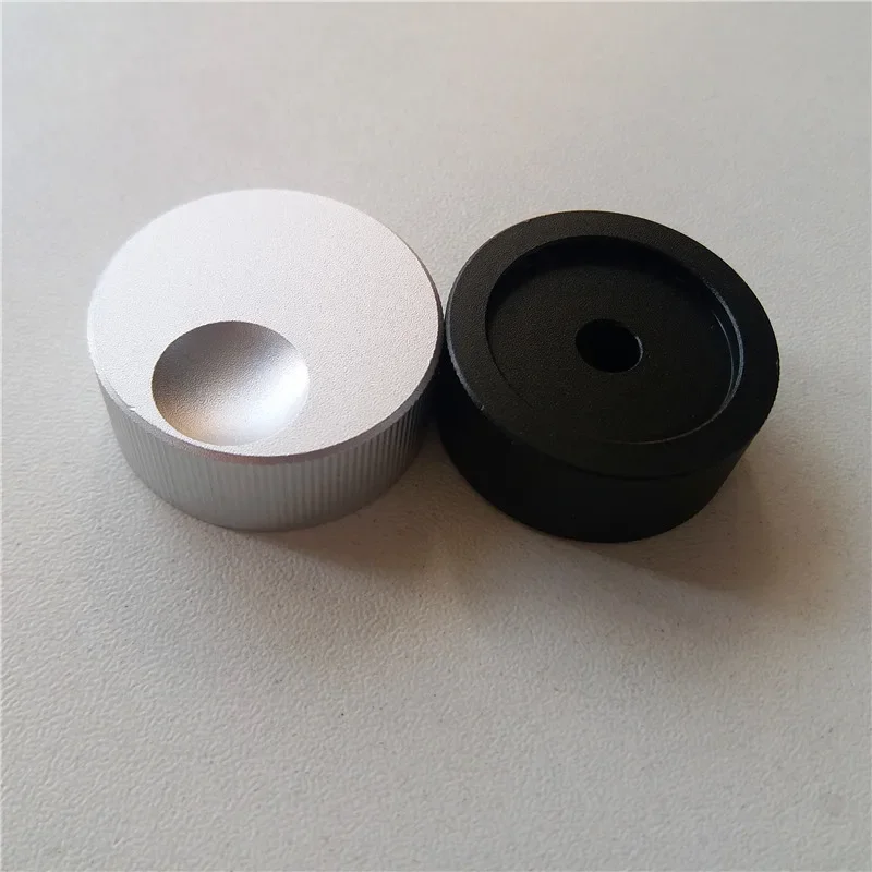 2Pcs Aluminum Alloy Knob Potentiometer Finger Black Solid Sandblasting Knobs Stripes Stove Rotary 32*13mm Volume Tube Amplifier